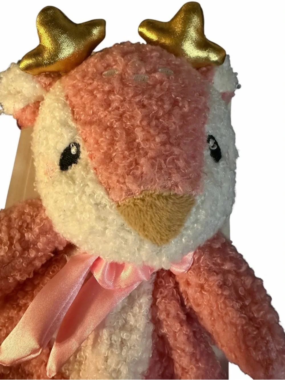 Parents Choice Pink Baby Reindeer Sherpa Lovey Crinkle Security Blanket 11
